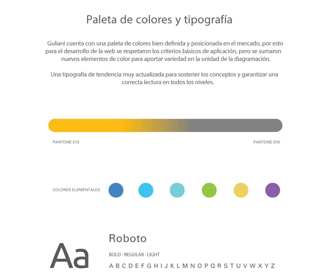 Giuliani: Paleta de colores y tipografía